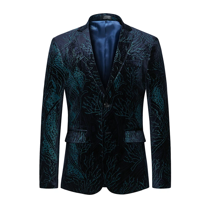 wholesale Men Black fancy Blazer Men Paisley Floral Pattern Wedding Suit Jacket Slim Fit Stylish Mens Printed Blazer