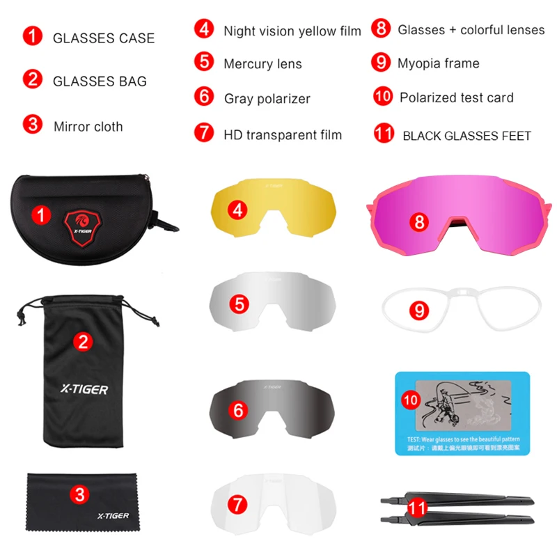 
X-TIGER Women Polarized Cycling Glasses Cycling Sunglasses MTB Bicycle Cycling Goggle 
