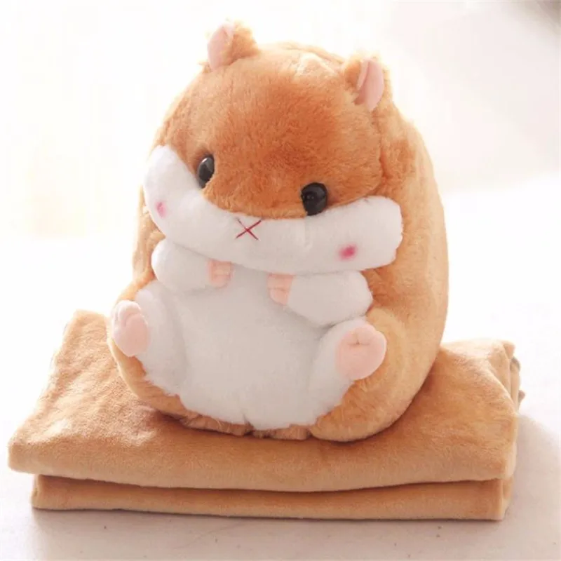 EU Fahsion Hamster Throw Pillow Plush Blanket Bolster Cute Mice Cushion Kids Toy 