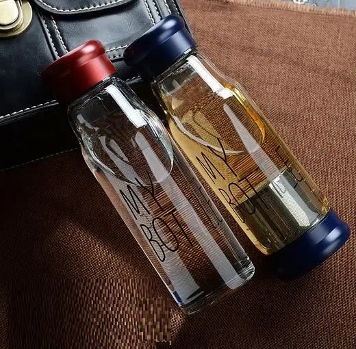 

High Quality Haonai glass drinking water bottle with tea strainer filter