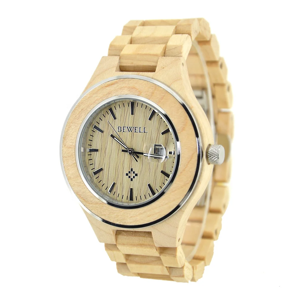 

China top 10 wood watch factory BEWELL wooden watch with fashion design wood wristwatch in America&Europe watches market