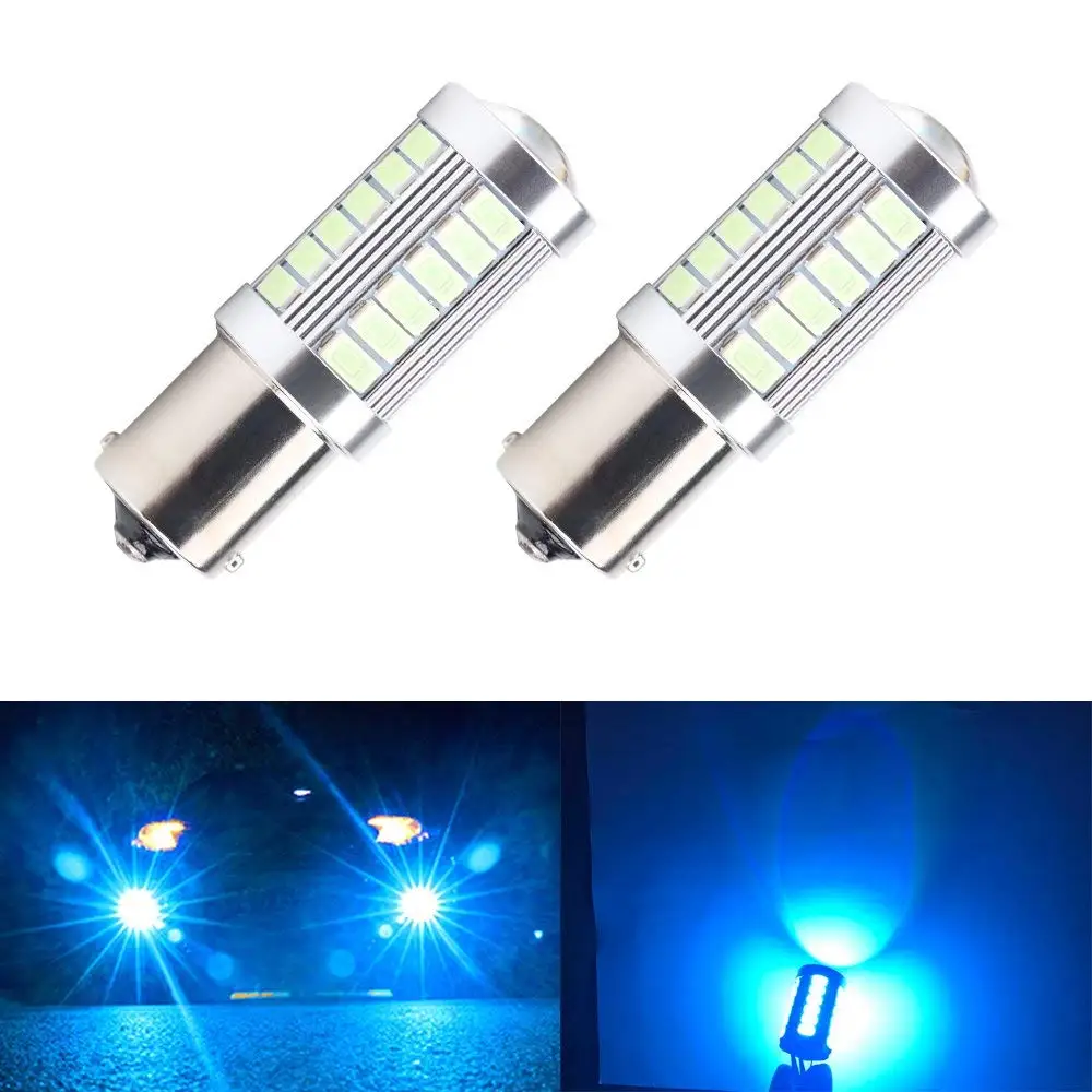 Boodled 2x Amber 2x1156-3030-27-Y-XJ Yellow 1156 BAU15S (150/°) PY21W 3030 LED 27-SMD Backup Reserve Bulbs Brake Tail 1080LM 1156PY 581 ORANGE