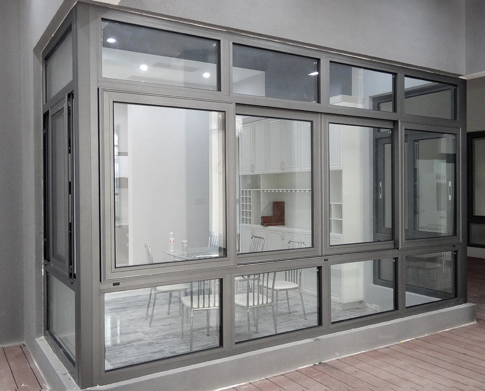 Bangladesh Window Aluminum Frame Tempered Glass French Sliding Window