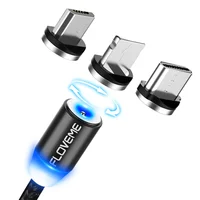 

Free Shipping 3 in 1 LED Magnetic Cable ForLighting Micro USB Type C FLOVEME 1m 2A Fast Charge Magnet Phone Charger Cable