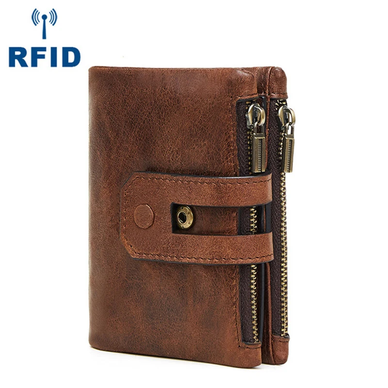 

2021 Vintage Minimalist Genuine Leather Wallet RFID Men's Bifold Slim Travel Wallet with Money Clip, 5 colors