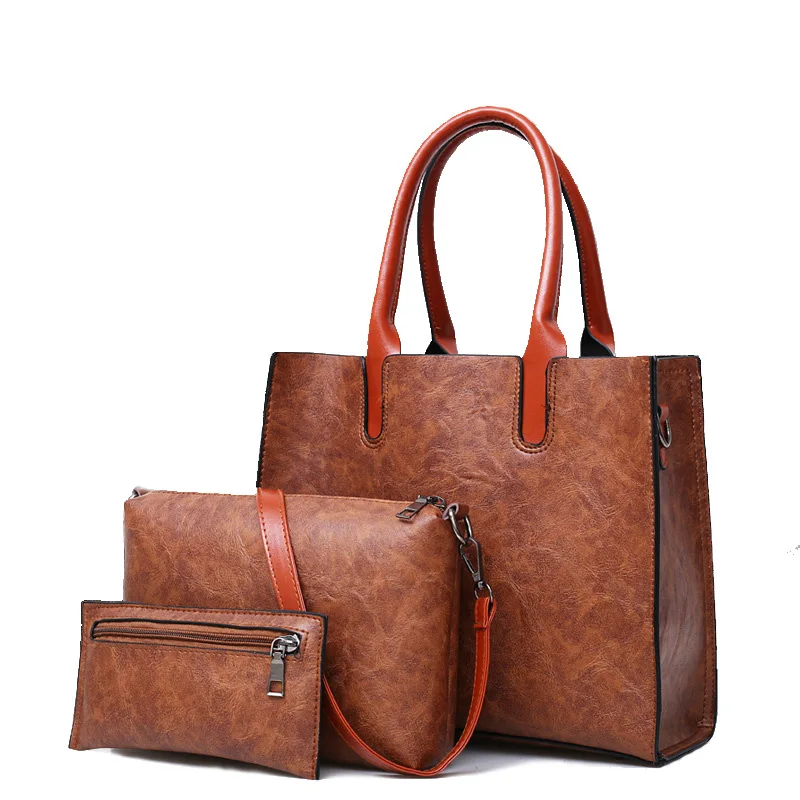 

3pcs Latest Design Bags Leather Ladies Handbag Set