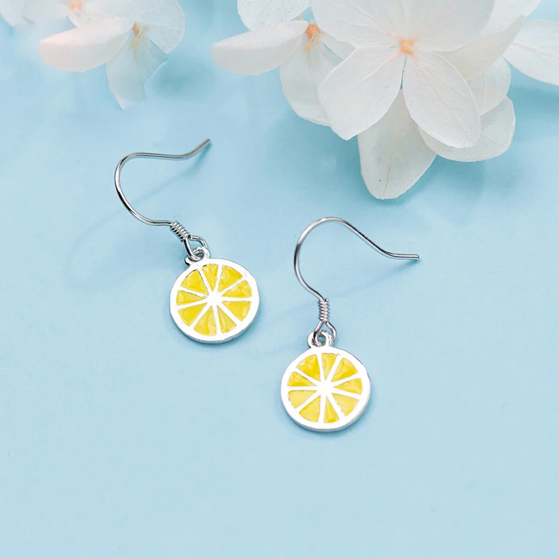 

New Round 925 Sterling Silver Yellow Lemon Drop Dangle Earrings For Women Birthday Gifts Jewelry