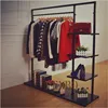 Durable Modern Retail Shop Fixtures Wooden Metal Hanging Clothes Display Racks Stands