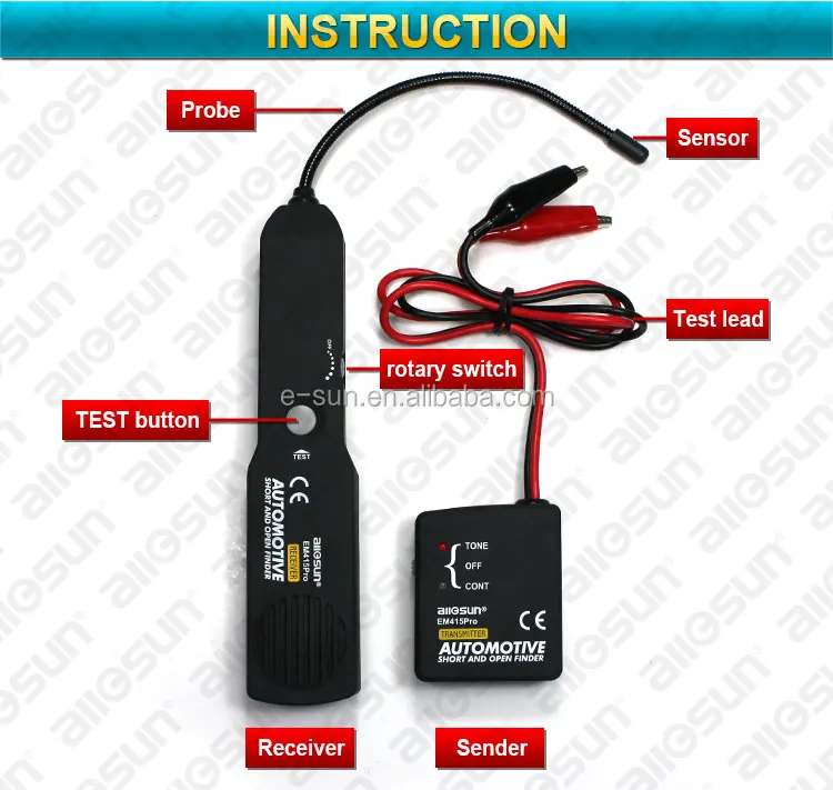 Automotive Circuit Detector ，EM415PRO Electric Circuit Tester ，DC6-42V Open Short Circuit Finder Cable Wire Leads Tracer