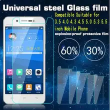 10 pcs/lot New Premium 9H 2.5D Universal Tempered Glass Screen Protector Film for 3.5 4.0 4.3 4.5 4.7 5.0 5.5 inch mobile phone