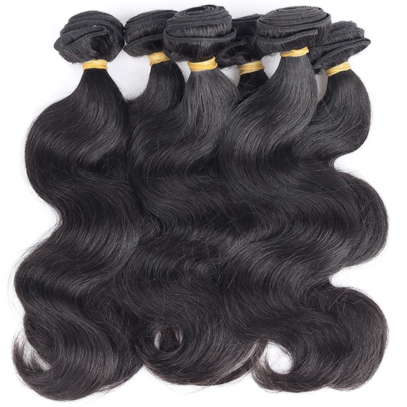 

Natural Black Body Wave Raw Hair Bundles ,100% Unprocessed Full Cuticle Aligned Virgin Human Indian Hair, Natural color #1b;can be dyed and colored