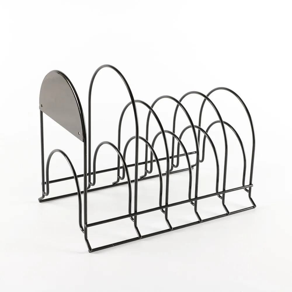 

Home Kitchen Coated Cookware Holders Pot Lid Holders Pan Organizer Rack, Black