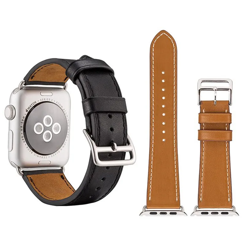 

HOCO Strap for Apple Watch Cowhide Genuine Leather Band Bracelet for Apple iWatch Series 1/2/3/4 Wristbands 42mm 38mm 44mm 40mm, Black,brown