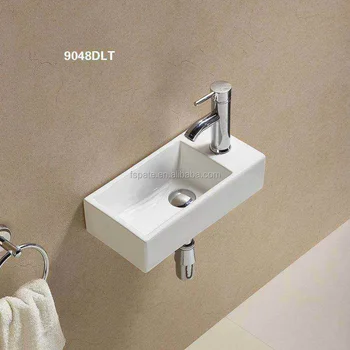 Pate Small Size Rectangular Ceramic Wall Hung Corner Wash Basin