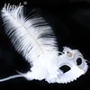 Factory Supply Fancy Dress White Party Fantasy Feather Halloween Masquerade Eye Mask MJA001