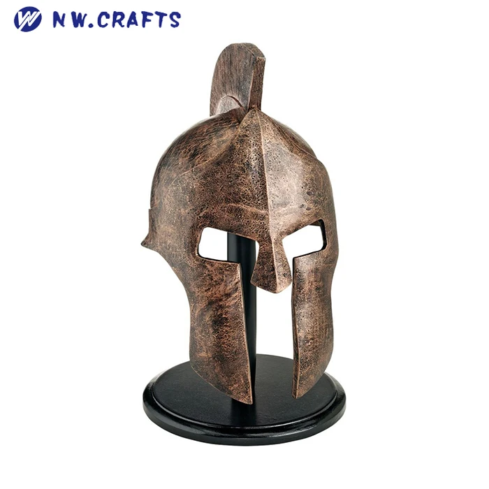 Antique Bronze Polyresin Ancient Greek Spartan Helmet Home Desk