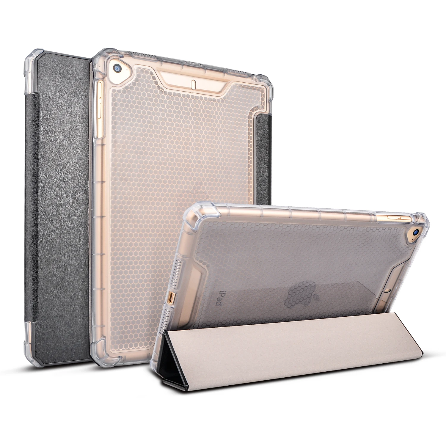 

Transparent TPU + leather stand 9.7 inches tablet case for ipad air, for ipad 6