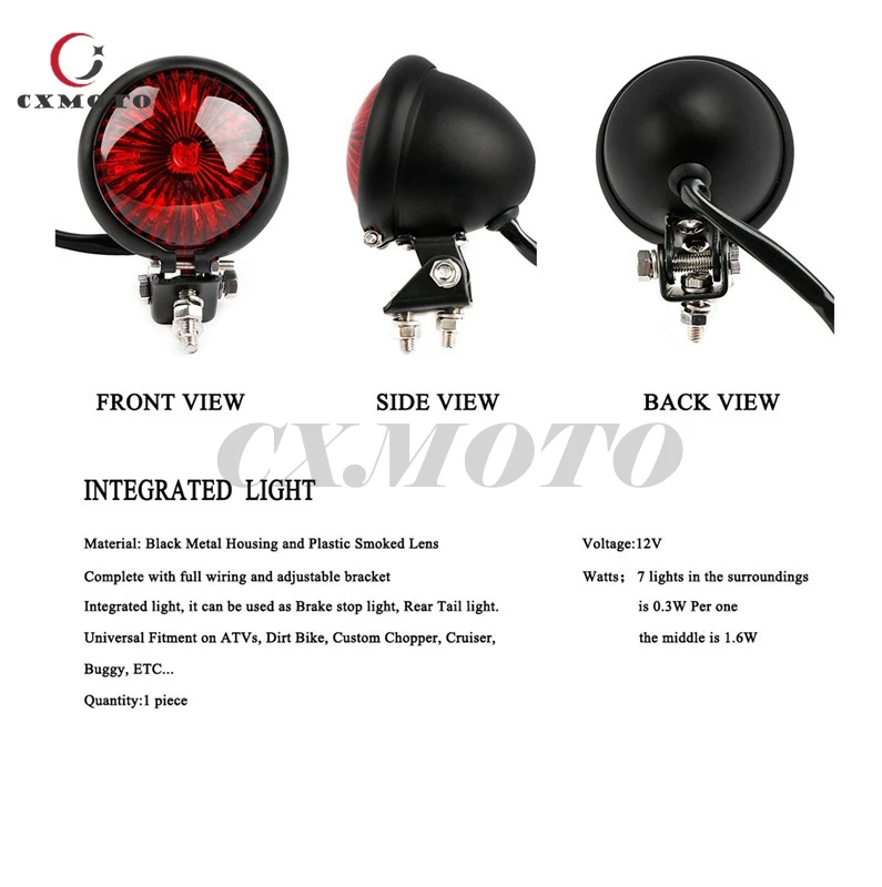 Universal Cafe Racer Motorbikes Modified Tail Lamp Real Lights Dc 12v