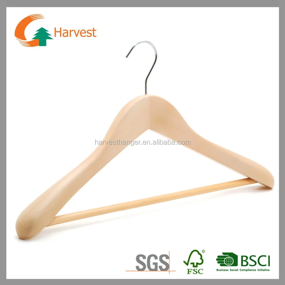 
Natural Wooden Clothes Hanger with bar 