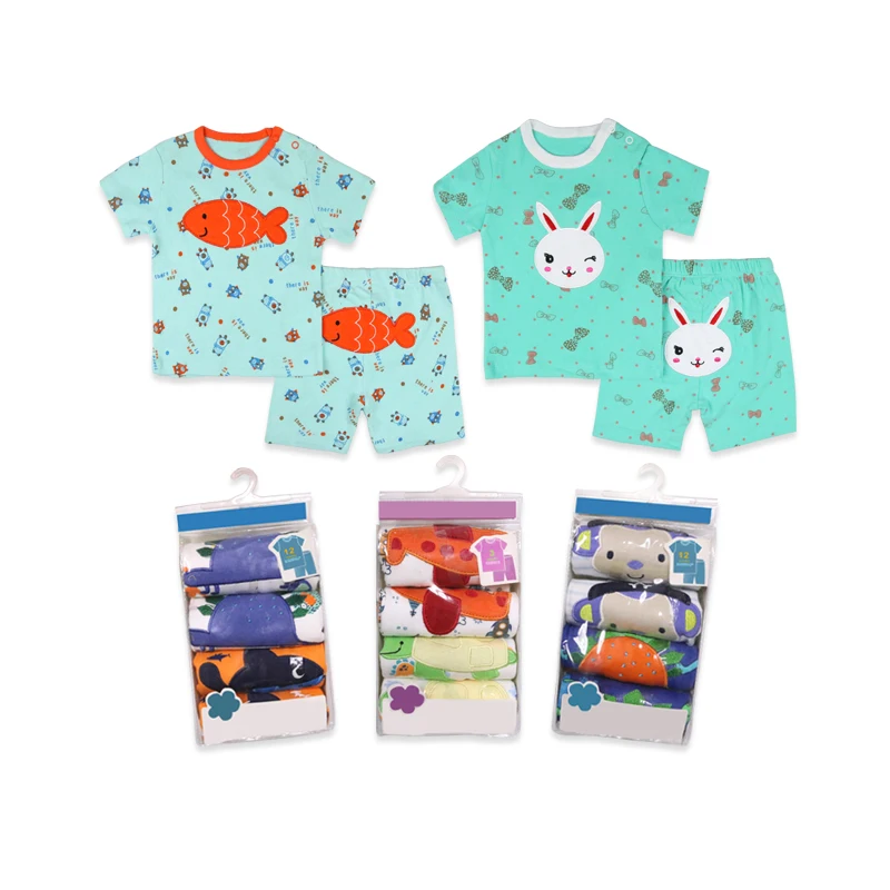 

Factory wholesale 100% cotton baby summer shirt set, Mixed colors in same size