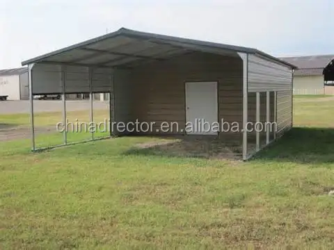 High Quality Steel Structure Frame Farm Shed With Open Carport