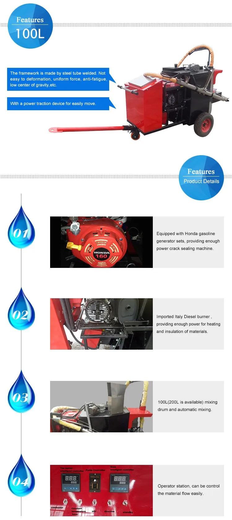 Shandong 100L Crack Filler Sealing Machine price