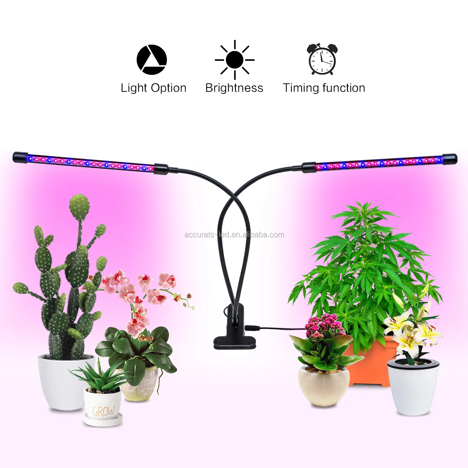 20w Dual Heads Clip Plant Led Grow Light For Garden Indoor Plants Grow