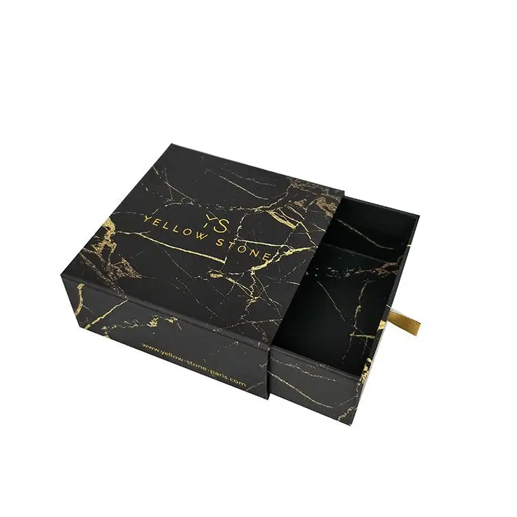 Luxury Embossed Gold Foil Logo Marble Drawer Earring Jewelry Packaging ...