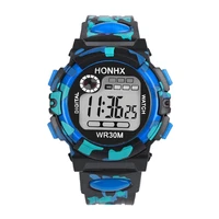 

HONHX camouflage Multifunction Waterproof Sports Electronic Watch for Kids Child Boy Girl