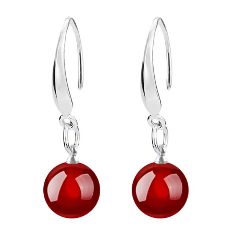 

Trending Agate Earring In Red and Black Color with Silver Hook Fashion Jewelry Stocks Selling Wholesale Earring