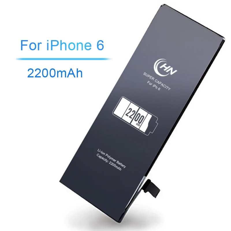 

Factory Wholesale Brand New 3.8V 2200mAh High Capacity Lithium Polymer Battery For iphone 6 Replacement, Black