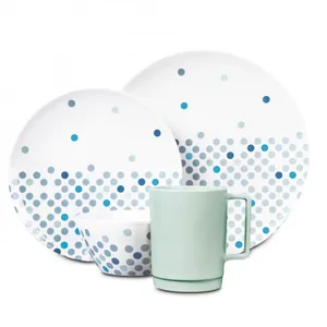 Image of 16 PCS Melamine Set 727533 French Swirl Dinner Party Tableware New Designer Dinnerware Sets