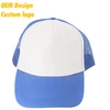 Hot Selling 100% polyester gold buckle short visor embroidery sublimation Blue Streetwear trucker Cap for men
