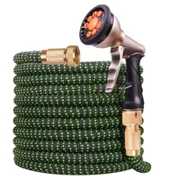 

Black garden hose 4 wheel garden hose reel 50 FT Expandable Garden Water Hose with 4 Layers Latex Superior Strength 3750D