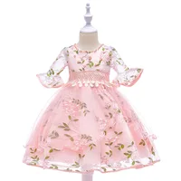 

Girl Party Clothing Cloth Wedding Fancy Child Korean Organic Baby Floral Boutique Frock Design Supply Birthday Kid Dress