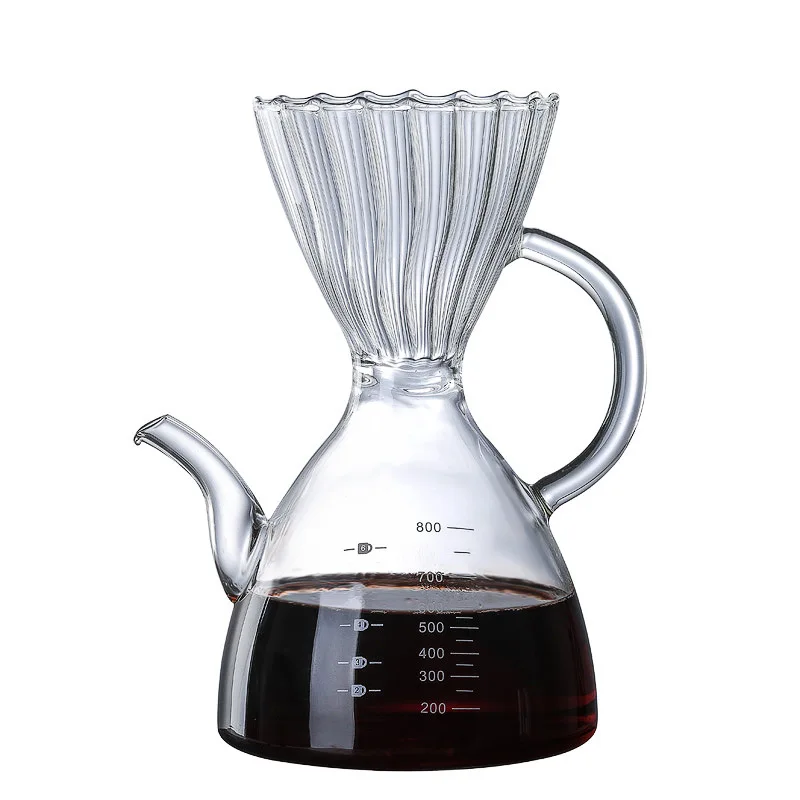 800ml Heat Resistant Glass Pour Over Glass Coffee Pot Cold Brew Iced Coffee Maker With Glass Filter
