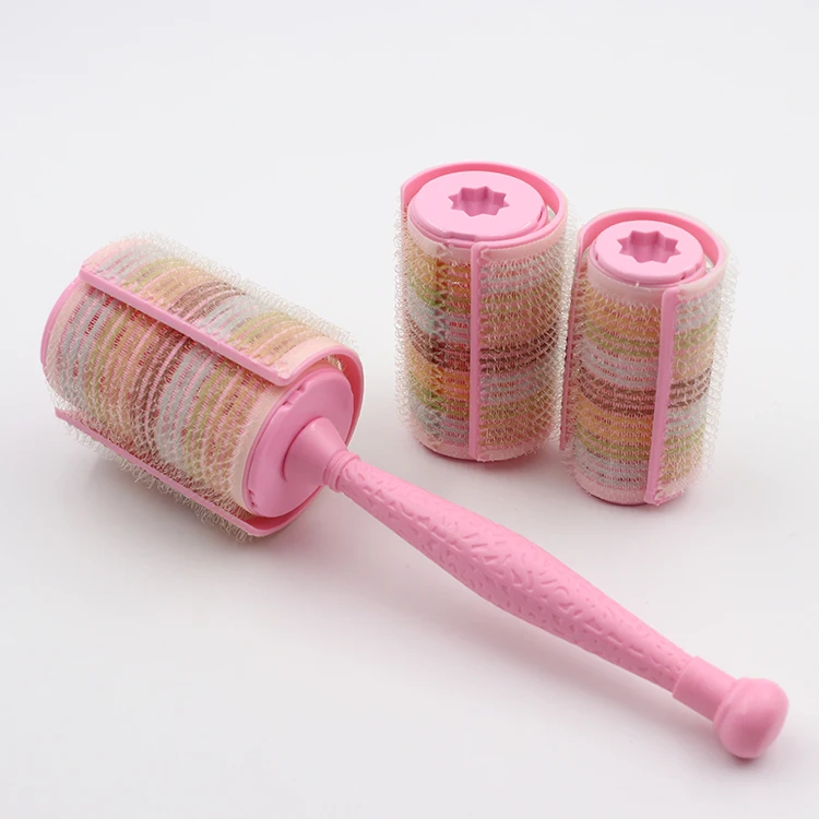 

New handle self hold plastic small hair roller pink style hair curler