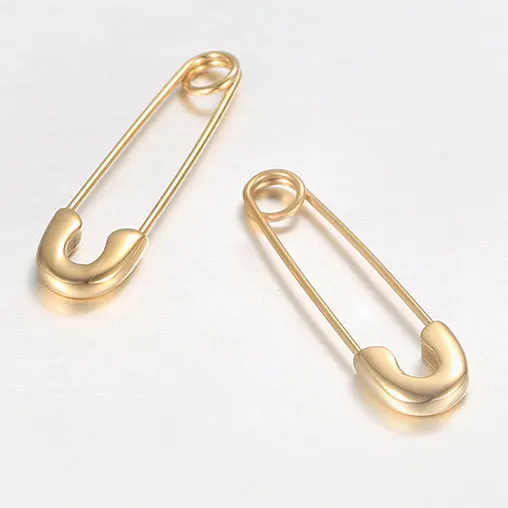 

ZooYing simple fashion safety pin Long Dangle Earrings, Gold and silver