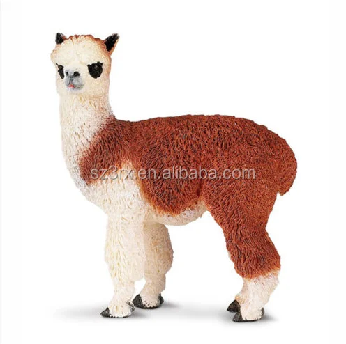 Alpaca Hewan Ternak Plastik Figurines Oem Realistis Hewan Patung