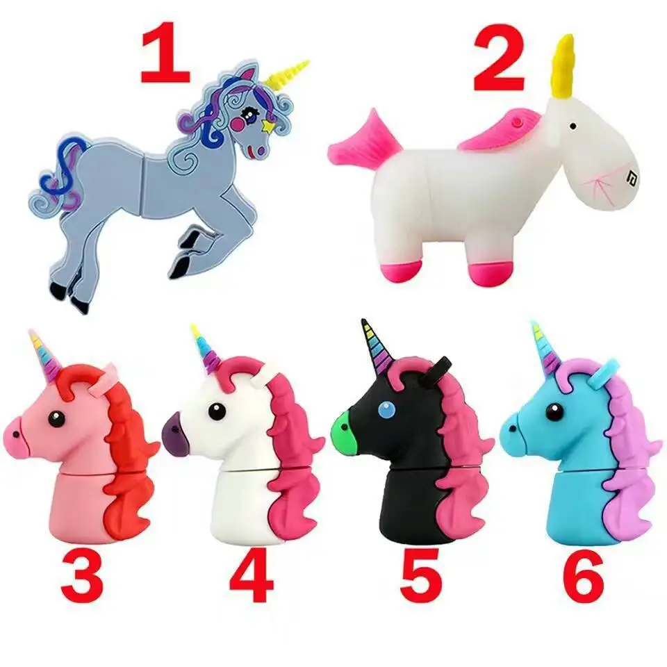 

2017 Wholesale Bulk Order Factory Price Silicon 3D Unicorn Cartoon USB Flash Drive For Promotion