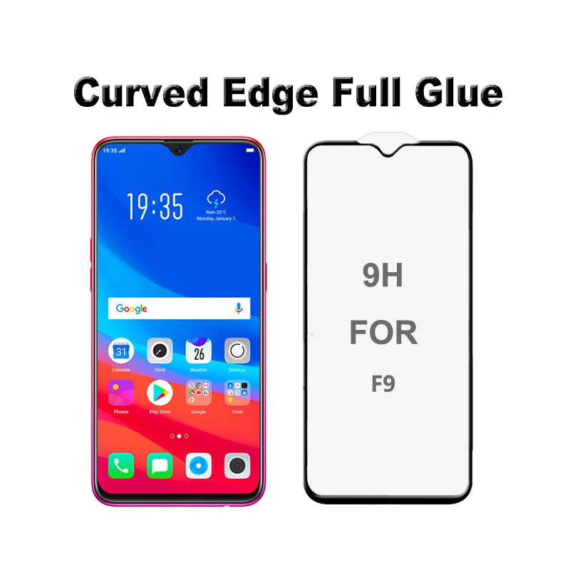 

Real 5D Curved Edge Full Glue Tempered Glass For OPP0 F9, Black;white