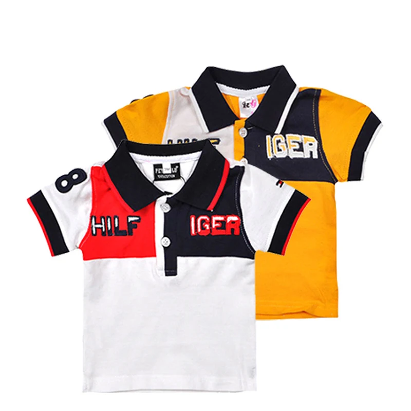 

Cheap prices kids clothing good quality yellow white boys polo T-shirts embroidery, White,yellow