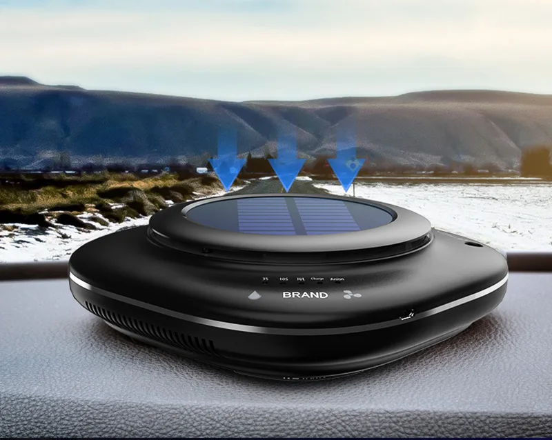 2019 Best Seller Portable Mini Solar Car Air Purifier, Car Air Cleaner Freshener with Essential Oil, Home HEPA Air Purifier