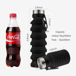 Image of outdoor private label silicone foldable collapsible sport water bottle