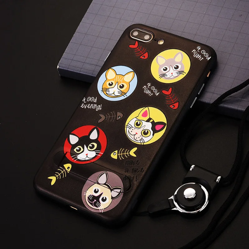 Cell phone cover For iPhone 8 / 8 Plus Simple fashion Painted embossed with bracket for girl