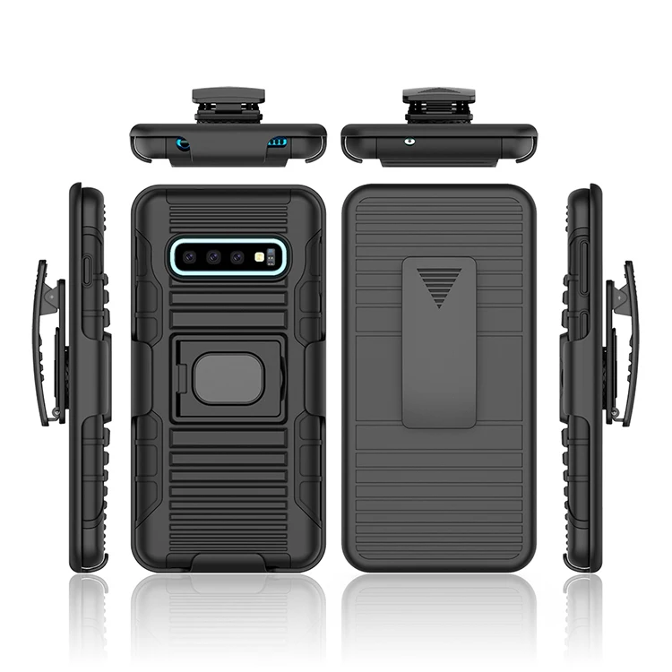 

High quality rugged plastic armor case tpu pc 3 in 1 kickstand case for Samsung S10