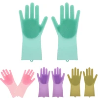 

Magic Silicone Scrubber Gloves with Wash Scrubber Silicone Dishwashing Glove Rubber Scrubbing Glove for Dishes Kitchen Pet Hair