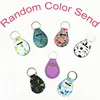 MOQ 100pcs Coin Holder Chapstick Keychain Floral Print with Metal Ring Keyfob Random Color Send Amazon Hot sale