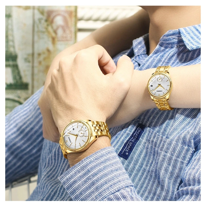 CHENXI Hot Fashion Creative Watches Women Men Quartz Watch Golden Lovers' Wristwatches Luxury Clock Brand Watches Relojes Hombre