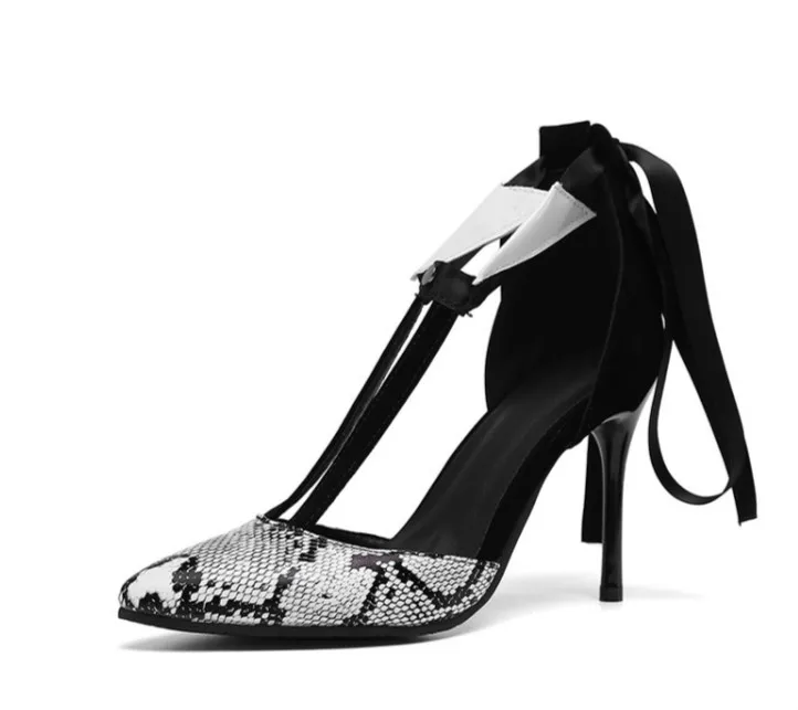 

fancy sexy snakeskin print women leather shoes heels ladies custom shoes new arrivals 2019, Black/white/customized